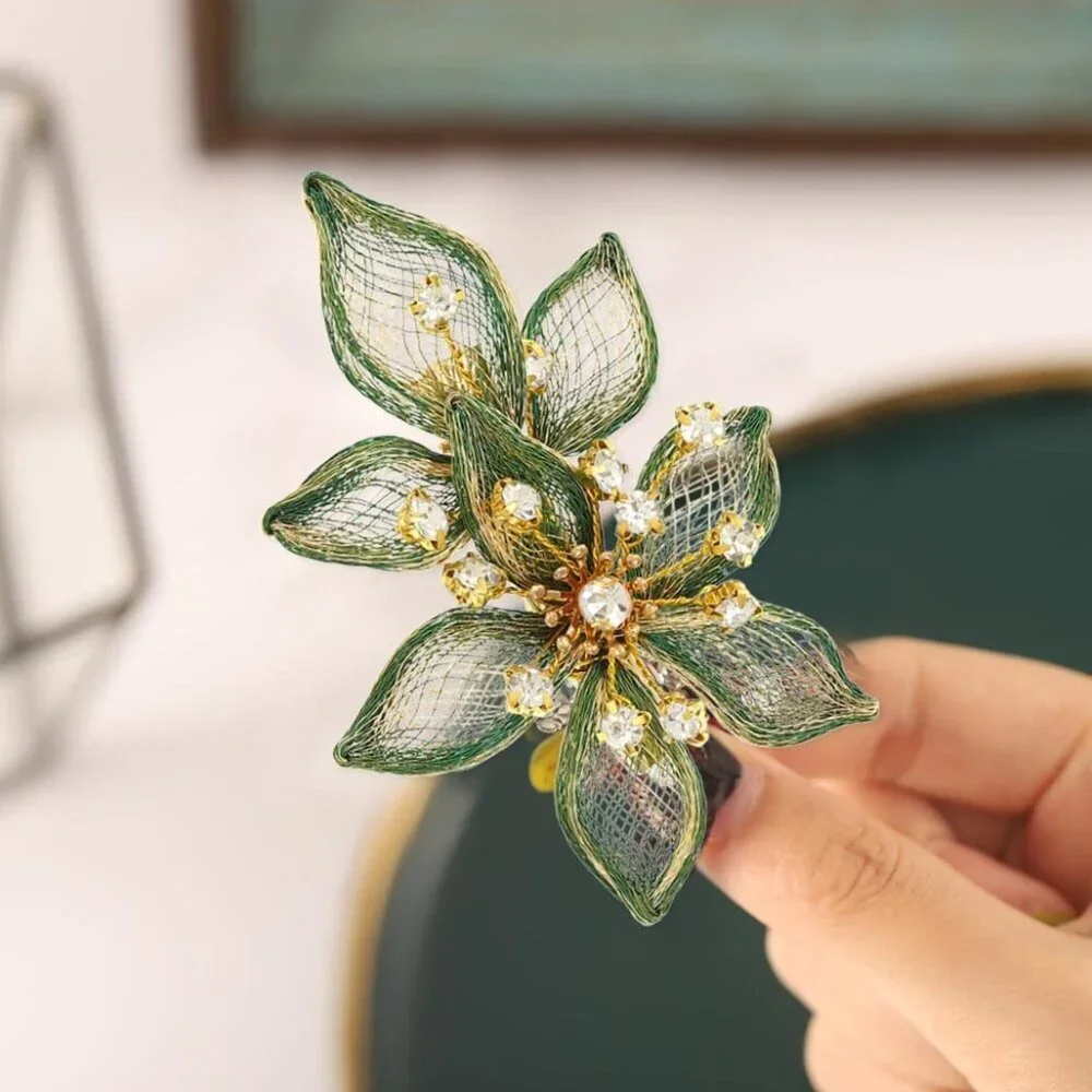 Flower Bridal Hair Clip Rhinestone Wedding Hair Piece Crystal Evening Accessory